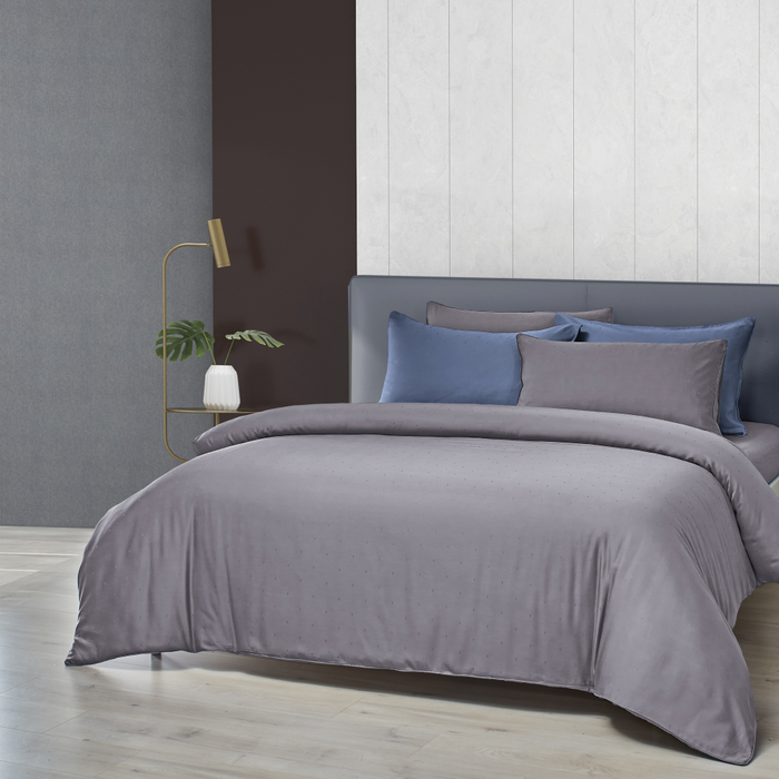 Tencel Dobby 1600TC Fitted Sheet Set | Bedset | TD2258 Gull Grey