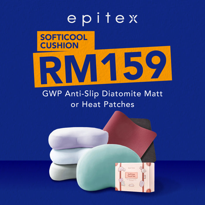 (April Babies Comfort) Softicool Cooling Knit Cushion, Cushion Cover & Anti-Slip Diatomite Mat