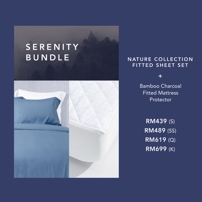 (CNY Bundle) Epitex Nature Collection Bamboo Dobby Fitted Set + Bamboo Charcoal Fitted Mattress Protector