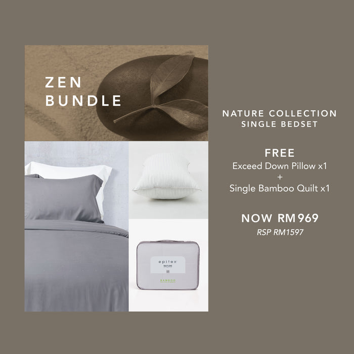 (CNY Bundle) Nature Collection Bamboo Single Bedset (Bedset + Pillows + Blanket)