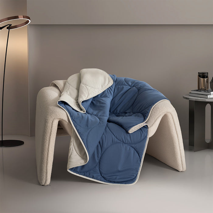 Essential Reversible Airdown Blanket (Light Grey & Blue)
