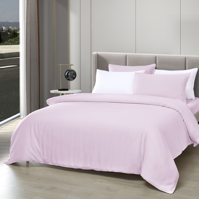 Tencel Dobby 1600TC Fitted Sheet Set | Bedset | TD2255 Silvery Pink