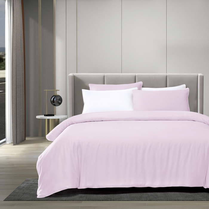 Tencel Dobby 1600TC Fitted Sheet Set | Bedset | TD2255 Silvery Pink