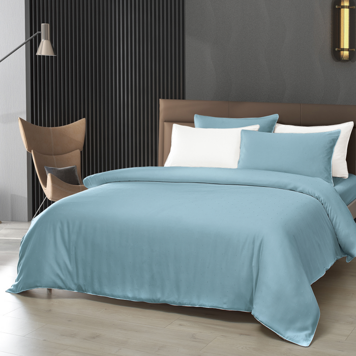 Tencel Dobby 1600TC Fitted Sheet Set | Bedset | TD2256 Dusty Blue