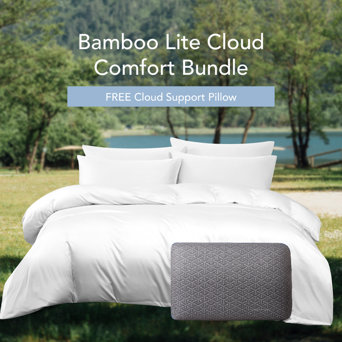 (BAMBOO SPECIAL) Online Exclusive Bamboo Lite 1200TC  Solid Bedsheet + GWP Cloud Support Memory Pillow