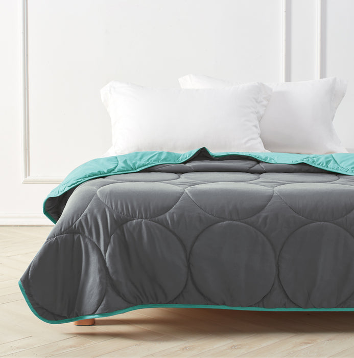 Epitex Air Down Blanket Reversible Solid Charcoal / Turquoise