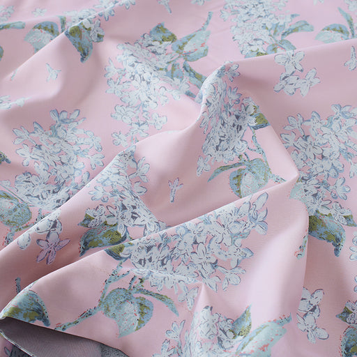 Silk Printed Pink Bloom Fitted Sheet Set