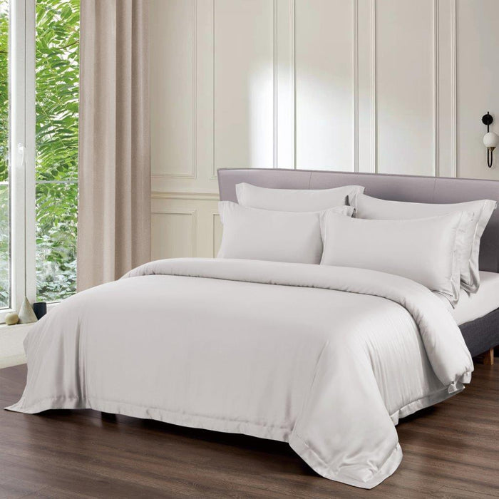 Tencel Plain Homme Collection 1600TC Silver Fitted Sheet Set