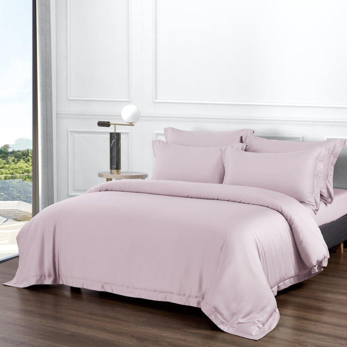 Tencel Plain Homme Collection 1600TC Silver Pink Fitted Sheet Set